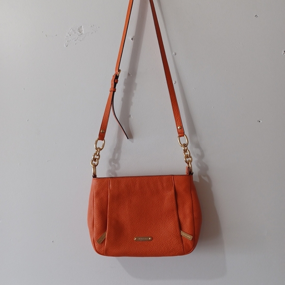 michael kors handbag Orange And Gold adjustable strap 7in. Deep Pre Owned - Picture 1 of 16